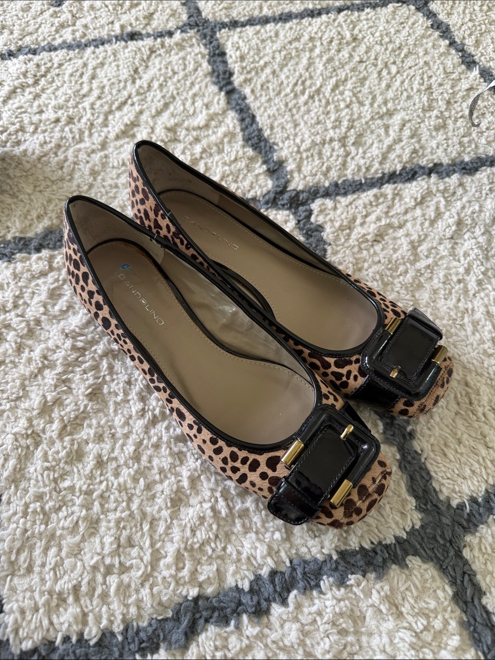 Bandolino Animal Print Real Fur Low Heel Shoes 9.5 Womens